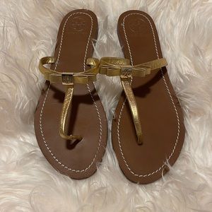 Tory Burch Gold Bow Sandals